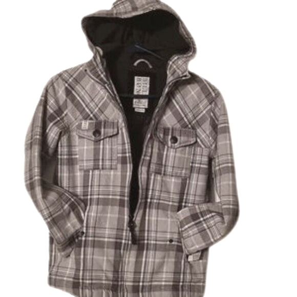 Billabong Jacket boys Size S Grey Plaid Hooded - Picture 2 of 7